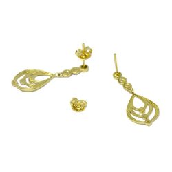 Brinco Flor e Gotas Tri em Ouro Amarelo 18 Kilates - 25115