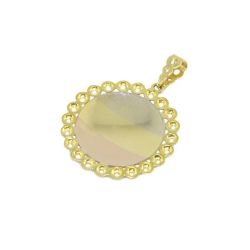 Pingente Mandala Treli�a Tricolor em Ouro 18 Kilates - 25124