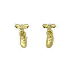 Brinco Sapatilha de Bailarina com Brilhantes em Ouro 18 Kilates - 25137