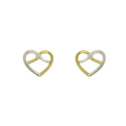 Brinco Cora��o Bicolor em Ouro 18 Kilates - 25142