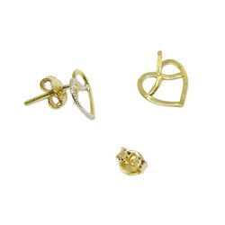 Brinco Cora��o Bicolor em Ouro 18 Kilates - 25142