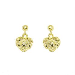 Brinco Cora��o Chanfrado em Ouro 18 Kilates - 25144