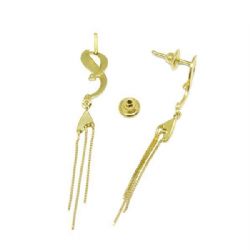 Brinco Longo Charme com Brilhantes em Ouro 18 Kilates - 25149