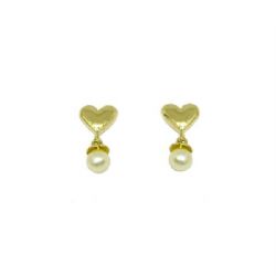 Brinco Mimo Cora��o com P�rola em Ouro 18 Kilates - 25151