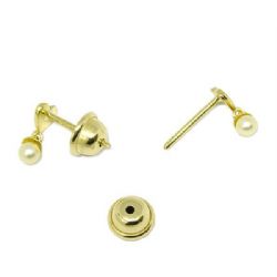 Brinco Mimo Cora��o com P�rola em Ouro 18 Kilates - 25151