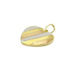 Pingente Cora��o Tricolor Duplo em Ouro 18 Kilates � 25226