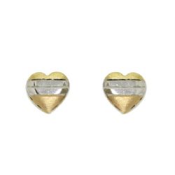 Brinco Cora��o Fixo Tricolor em Ouro 18 Kilates � 25236