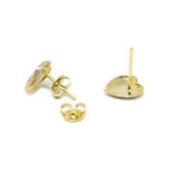 Brinco Cora��o Fixo Tricolor em Ouro 18 Kilates � 25236