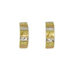 Brinco Retangular Eg�pcio Tricolor em Ouro 18 Kilates � 25238