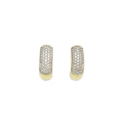 Brinco Argola Bicolor Abaulado com Zirc�nias em Ouro 18 Kilates � 25240