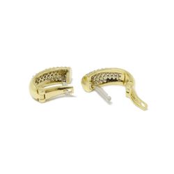 Brinco Argola Bicolor Abaulado com Zirc�nias em Ouro 18 Kilates � 25240