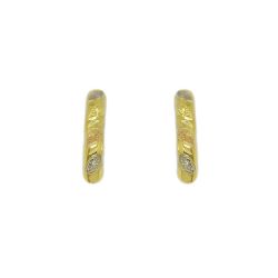 Brinco Folha Granitada Tricolor em Ouro 18 Kilates � 25242
