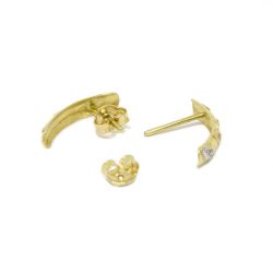 Brinco Folha Granitada Tricolor em Ouro 18 Kilates � 25242