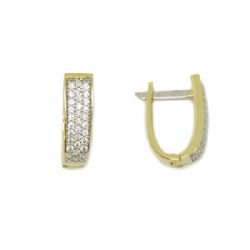 Brinco Argola Bicolor com Zirc�nias em Ouro 18 Kilates � 25243