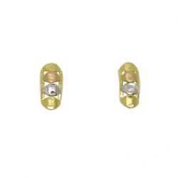 Brinco Gomos Tricolor em Ouro 18 Kilates � 25244