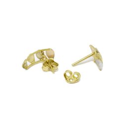 Brinco Folha Tricolor em Ouro 18 Kilates � 25247