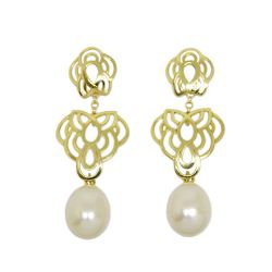 Brinco Longo P�rola Shell em Ouro 18 Kilates � 25248
