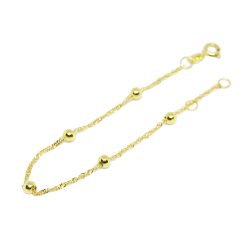 Pulseira Infantil de Bolinha Malha Singapura em Ouro 18 Kilates - 25275