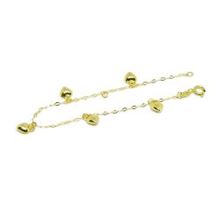 Pulseira Infantil Cora��es Malha Bal�o em Ouro 18 Kilates - 25279