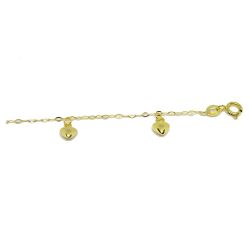 Pulseira Infantil Cora��es Malha Bal�o em Ouro 18 Kilates - 25279