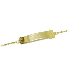 Pulseira Infantil Chapa com Urso em Ouro 18 Kilates - 25281