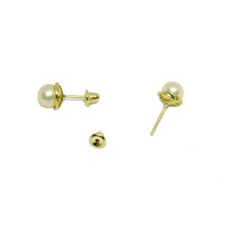 Brinco P�rola Rococ� com 4mm em Ouro 18 Kilates � 25284