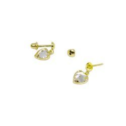 Brinco Cora��o de Zirc�nia em Ouro 18 Kilates � 25286