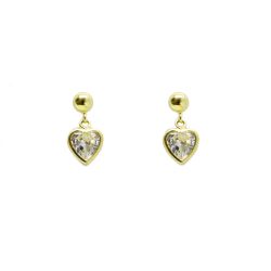 Brinco Cora��o de Zirc�nia em Ouro 18 Kilates � 25286