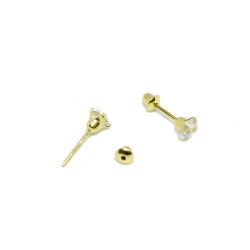 Brinco Redondo de Zirc�nia Fixo em Ouro 18 Kilates � 25287