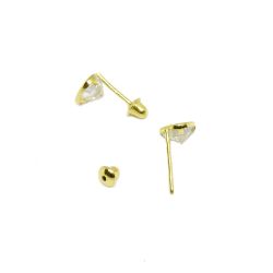 Brinco Cora��o de Zirc�nia  Fixo em Ouro 18 Kilates � 25288
