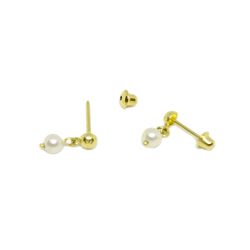 Brinco Bola e P�rola em Ouro 18 Kilates � 25290