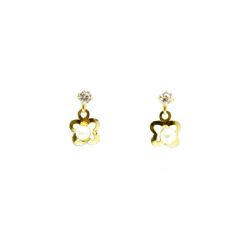 Brinco Zirc�nia e P�rola em Ouro 18 Kilates � 25291