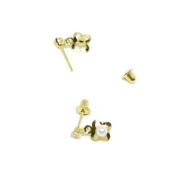 Brinco Zirc�nia e P�rola em Ouro 18 Kilates � 25291