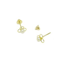 Brinco Ninho com P�rola em Ouro 18 Kilates � 25294