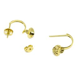 Brinco Meia Argola com Cora��o em Ouro 18 Kilates - 25295