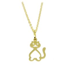 Colar com Pingente Gato em Ouro 18 Kilates - 25301
