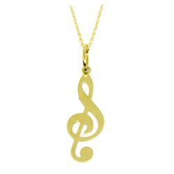 Colar com Pingente Clave de Sol em Ouro 18 Kilates - 25305