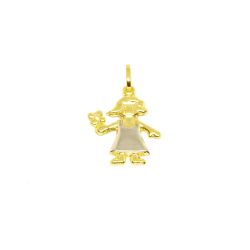 Pingente Menina Florista em Ouro 18 Kilates � 25318