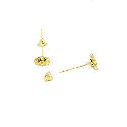 Brinco Redondo com Zirc�nias Vermelhas em Ouro 18 Kilates � 25326