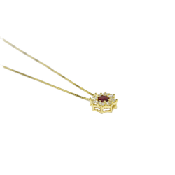 Colar Redondo com Zirc�nia Vermelha em Ouro 18 Kilates � 25327