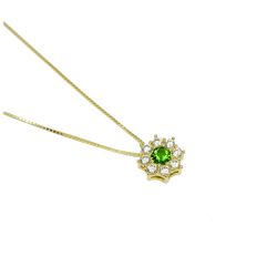 Colar Redondo com Zirc�nia Verde em Ouro 18 Kilates � 25328