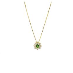 Colar Redondo com Zirc�nia Verde em Ouro 18 Kilates � 25328