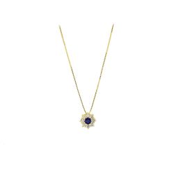Colar Redondo com Zirc�nia Azul em Ouro 18 Kilates � 25329