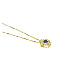 Colar Redondo com Zirc�nia Azul em Ouro 18 Kilates � 25329