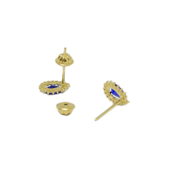 Brinco Gota com Zirc�nias Azuis em Ouro 18 Kilates � 25331