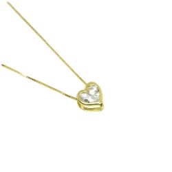 Colar Ponto de Luz Cora��o com Zirc�nia em Ouro 18 Kilates � 25332