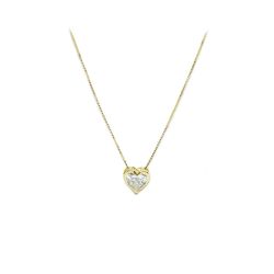 Colar Ponto de Luz Cora��o com Zirc�nia em Ouro 18 Kilates � 25332