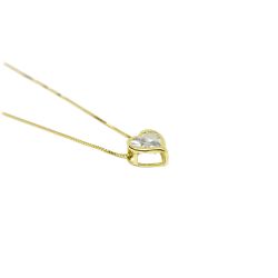 Colar Ponto de Luz Cora��o com Zirc�nia em Ouro 18 Kilates � 25332
