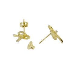Brinco La�o com Zirc�nia em Ouro 18 Kilates � 25333