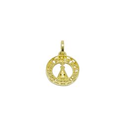 Pingente Nsra. Aparecida Redonda com Zirc�nias em Ouro 18 Kilates � 25336